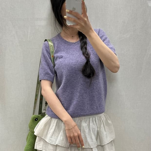 라코스테 니트 반팔 티셔츠/알파카/#3607