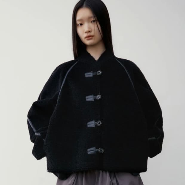 로우클래식 시어링 리버시블 코트 블랙 S