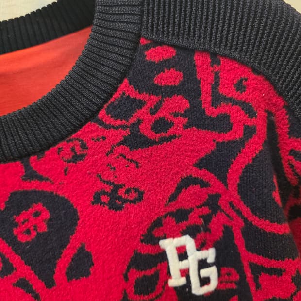 페리게이츠 패턴 니트 레드 블랙