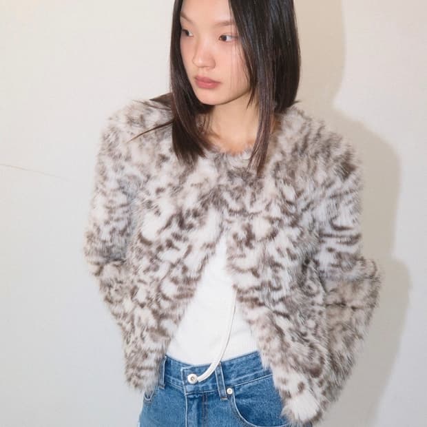 kijun 기준 지브라 레오파드 퍼자켓