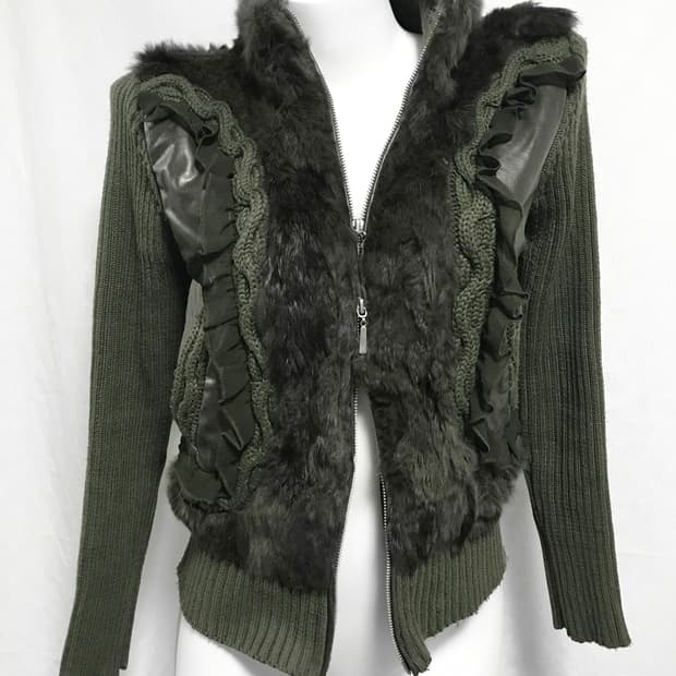 빈티지 페어리 y2k 래빗퍼 니트 투웨이 하이넥 집업