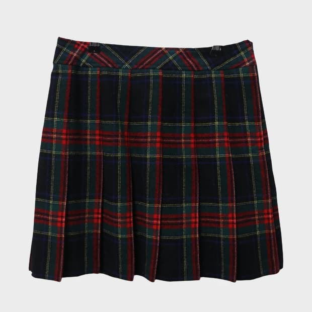 프레피룩 체크 플리츠  울 스커트 63543