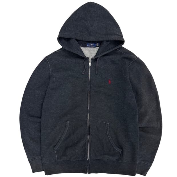 폴로 빈티지스타일 후드집업 차콜 (XL~2XL)