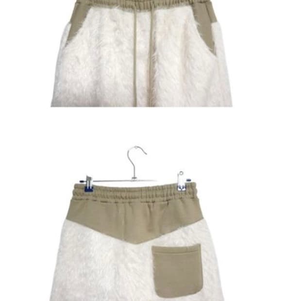 모래하우스 플러피 믹스 스커트 아이보리