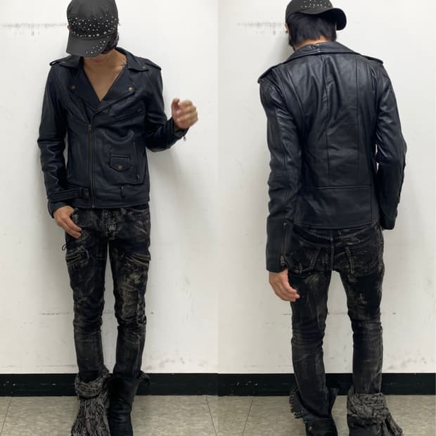 Chic Mood Genuine Leather Black Biker Ja