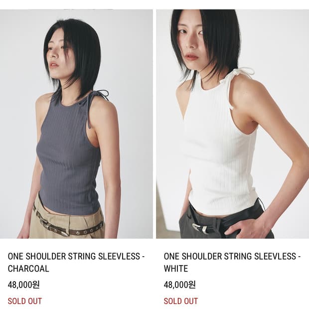 오데스 ONE SHOULDER STRING SLEEVLESS