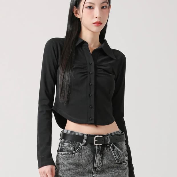 어반드레스 카라 셔링 셔츠