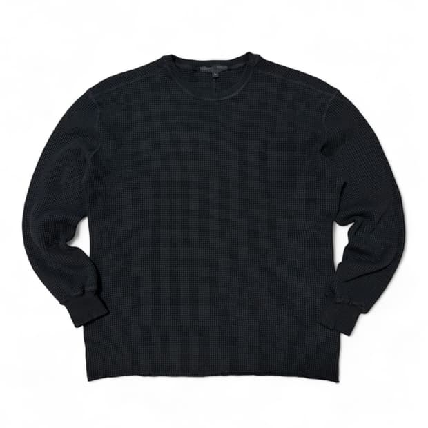 90's Vintage Black Faded 와플 롱슬리브
