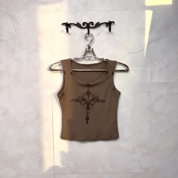 Khaki brown y2k piercing ball sleeveless