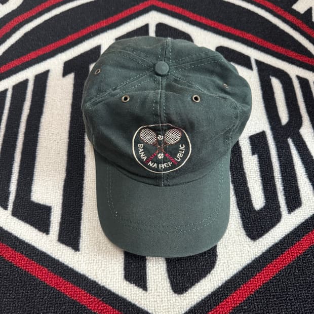 바나나 리퍼블릭 테니스 라켓 볼 캡 다크 올리브 그린 라지 엑스라지