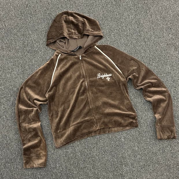 L)BLUE STRIVE 빈티지 여성 벨벳 후드집업