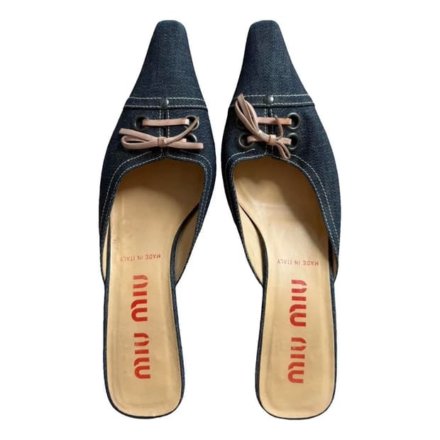 Miu Miu 미우미우 빈티지 데님 키튼 힐 뮬