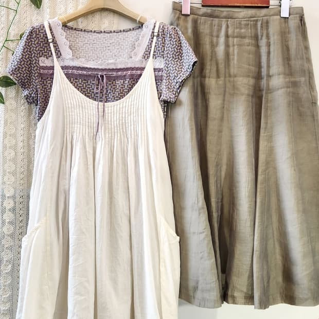 빈티지 레이어드 슬리브리스 원피스