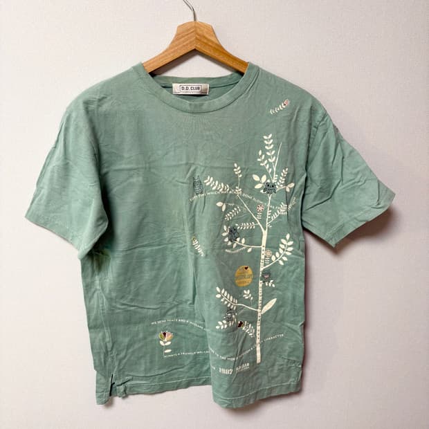 부엉이 다크민트 모리걸 반팔 티셔츠 일본 빈티지