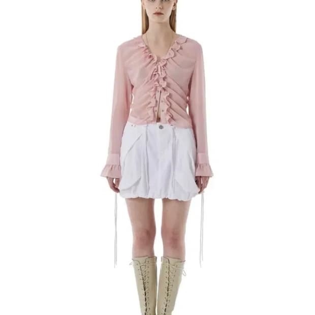 세릭 포켓 스트링 스커트 화이트