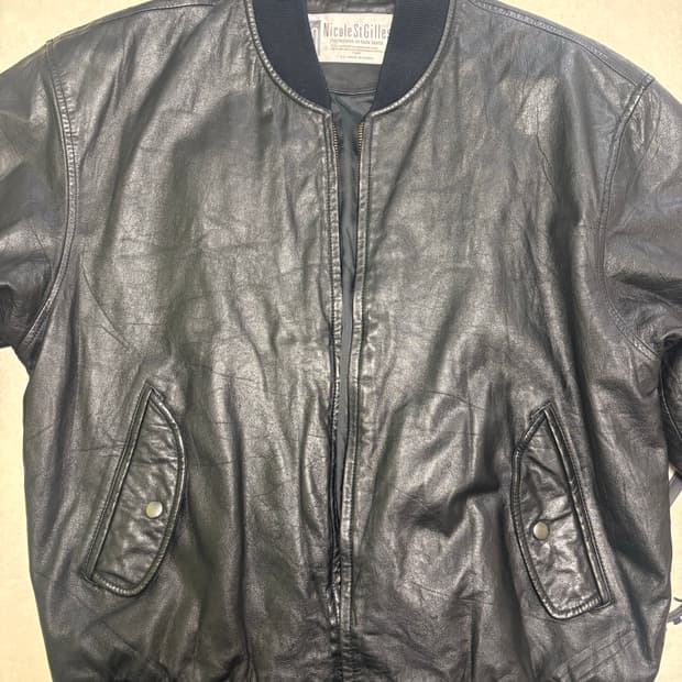 니콜생질르 Nicole St Gilles 소가죽 블랙 레더 자켓 XL