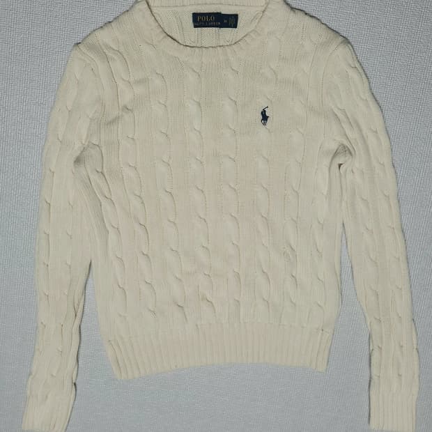 POLO 아이보리 꽈배기 니트(M)