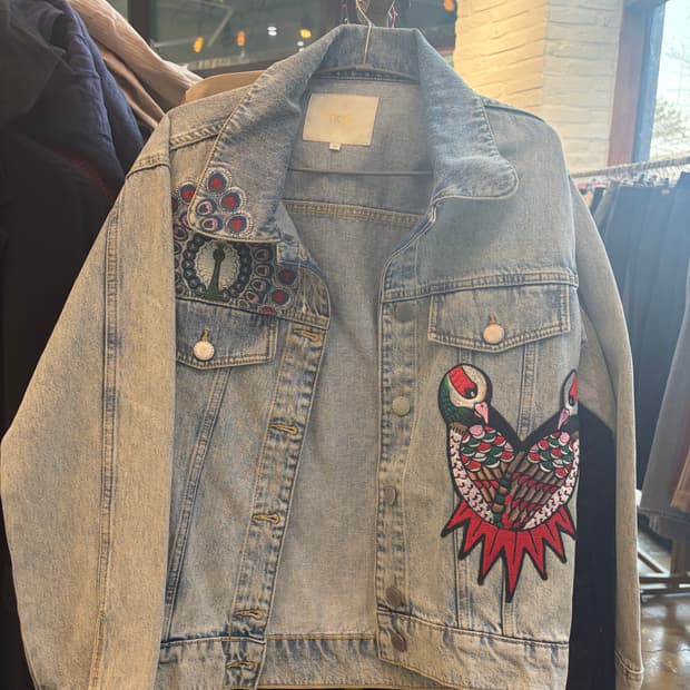 마쥬 자수 데님 청자켓