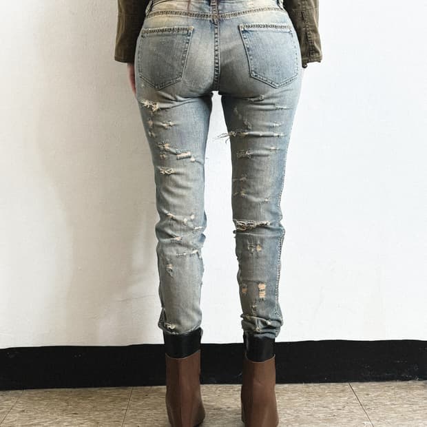 00s 저스트카발리 불렛홀 오일워싱 데님