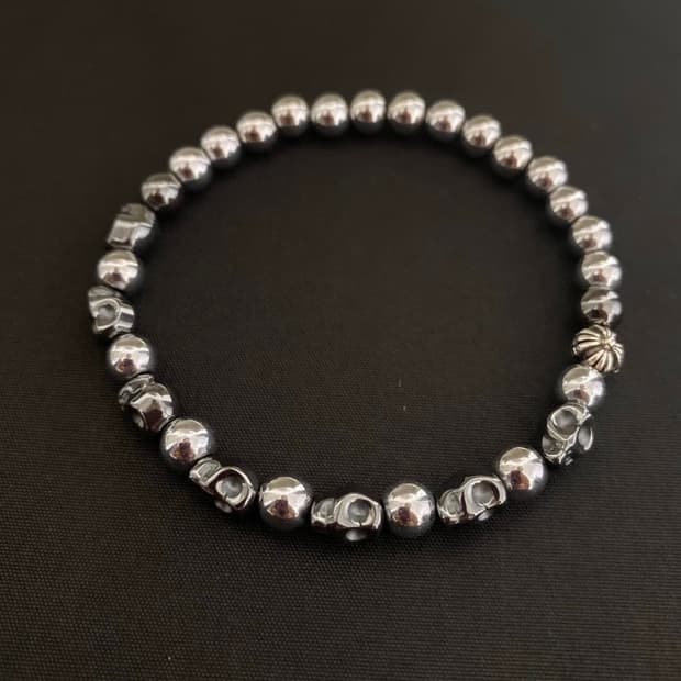 스컬 헤마타이트 팔찌 6mm