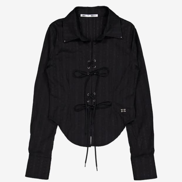 셋업이엑스이 레이스 업 셔츠 블랙