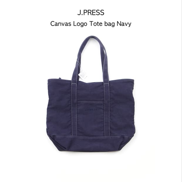J.PRESS MEN 캔버스 로고 토트백 네이비