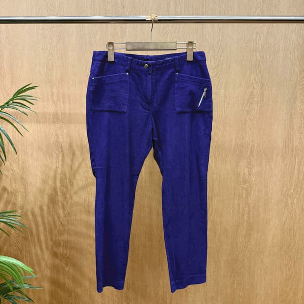 피에르 발망 스트레이트 라인 팬츠 로고 자수 포켓 디테일 퍼플