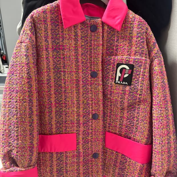 프라다 트위드 패딩 코트 38 (44-55)