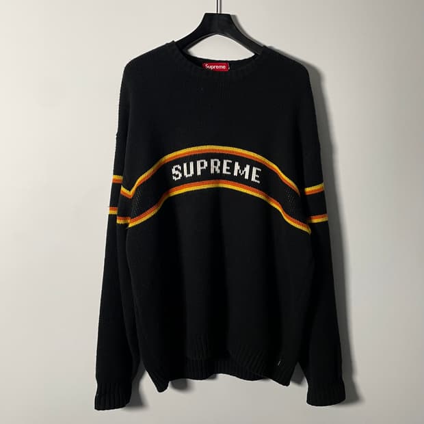 23FW 슈프림 체스트 스트라이프 블랙 니트 (on.379) 