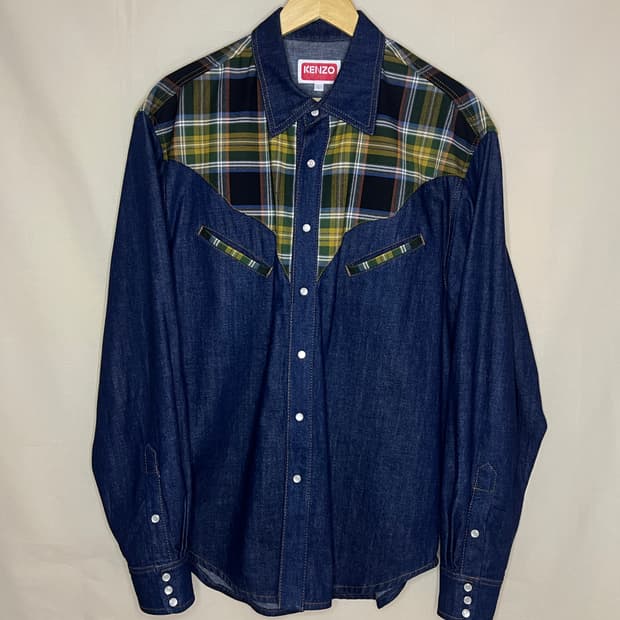 KENZO 겐조 체커드 웨스턴 데님 자켓