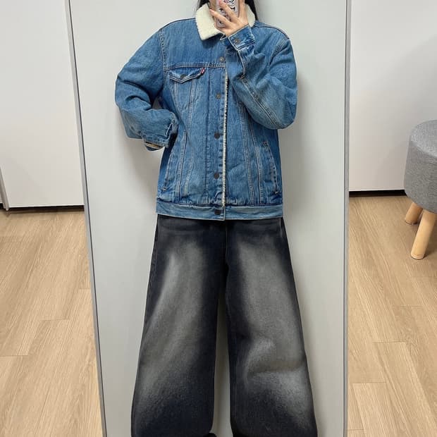 리바이스 셰르파 데님 양털안감 트러커 청자켓
