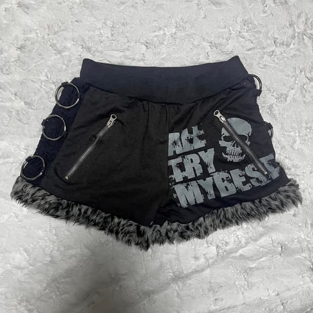 갸루 펑크 퍼 팬츠