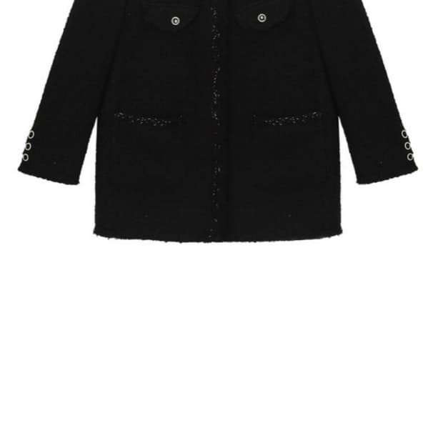 마땡킴 트위드 자켓 블랙 오버핏