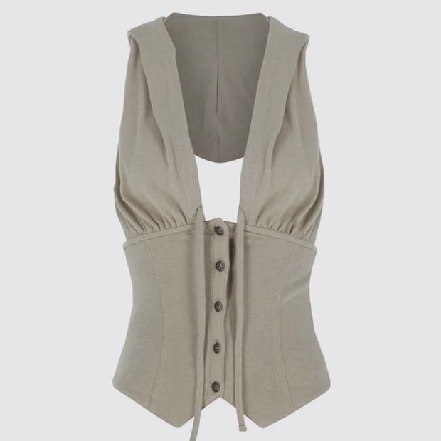 스컬프터 Classic Sleeveless Hoodie Beige