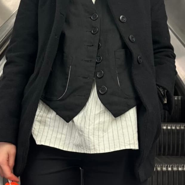 투빌더스하우스 린넨 코튼 웨이스트 코트 01 L