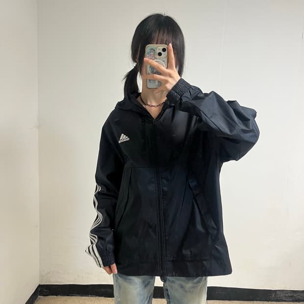 Adidas Black Windbreaker