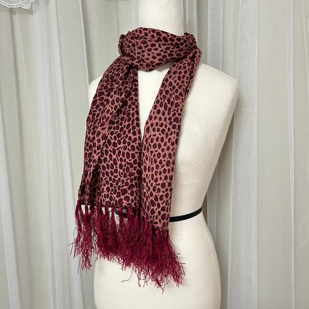 핑크 레오파드 갸루 스카프 머플러 