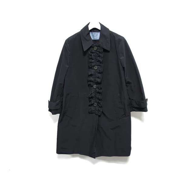 [40.L] PRADA 프라다 프릴 러플 스텐칼라 트렌치 코트