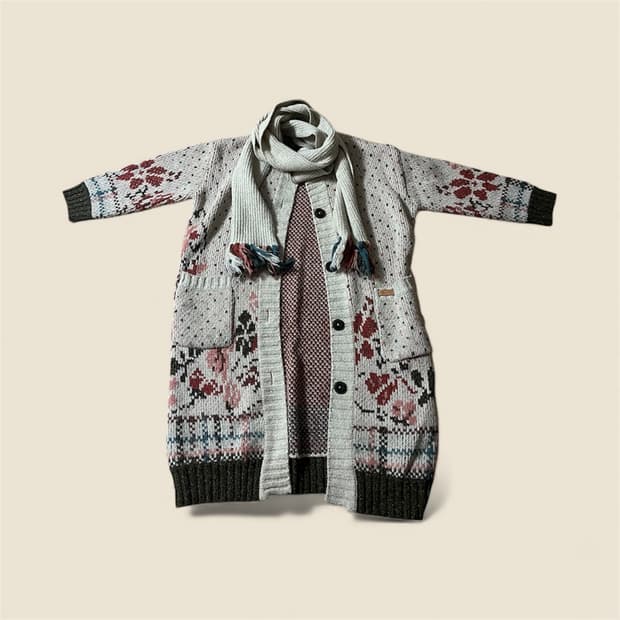 셋업 ( 원피스 가디건 목도리 )