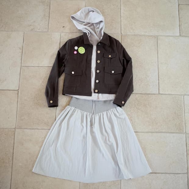 Onska 온스카 FLARE RIB SKIRT (GREY)