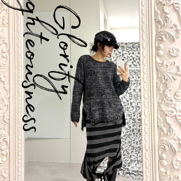 글리터 니트// 스트라이프 반팔 스커트