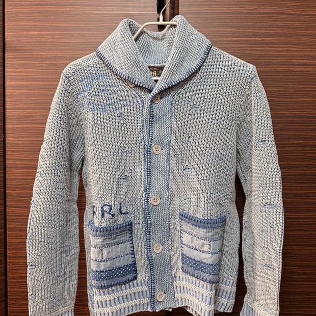 RRL 인디고 플래그 숄카라 가디건