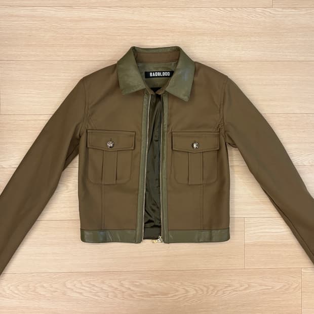 배드블러드 레더 트림드 자켓 올리브 xs