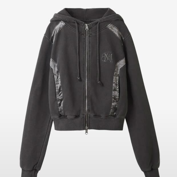 미드나잇무브 크롭 후드집업 다크그레이