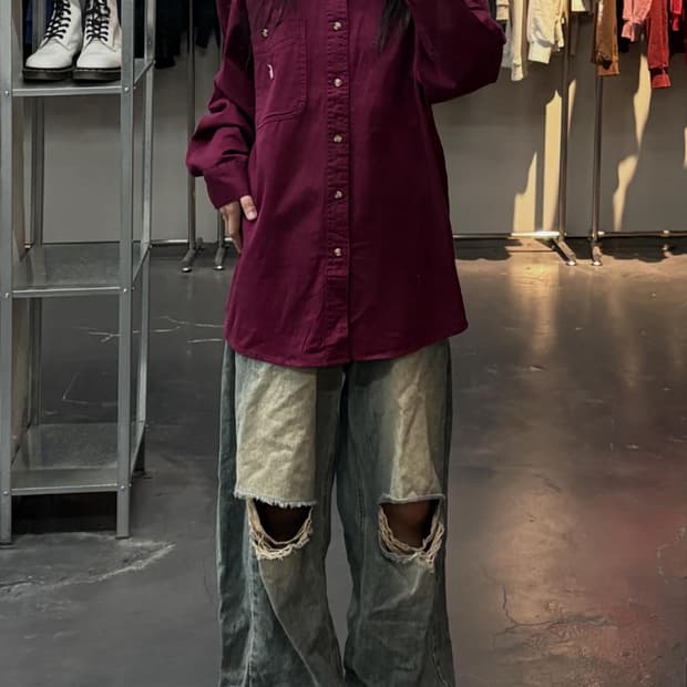 폴로랄프로렌 포니로고 버건디 셔츠  A3542