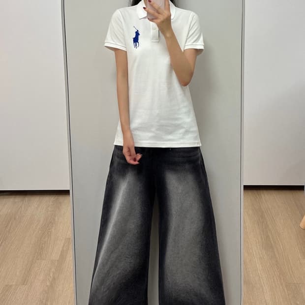 폴로 랄프로렌 빅포니 화이트 카라 반팔 티셔츠