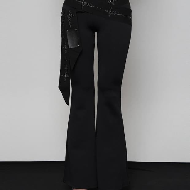 Western Long Belt Leggings Bootcut Pants