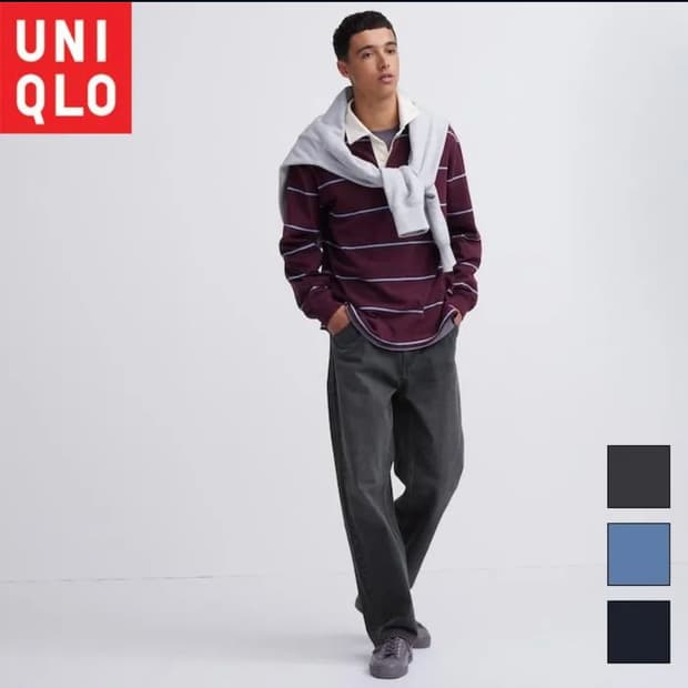 유니클로 와이드 피트 청바지 팬츠 데님 그레이 31사이즈