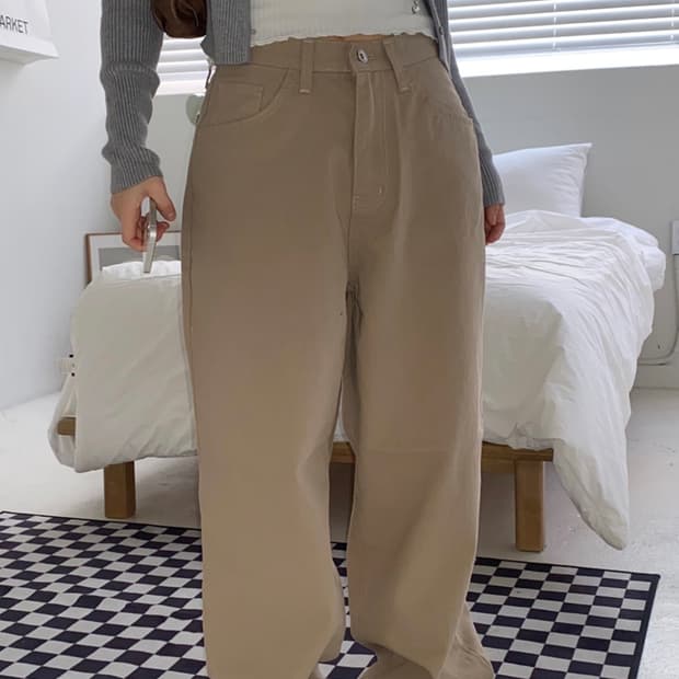 이즈이즈 베이지 코튼 팬츠
