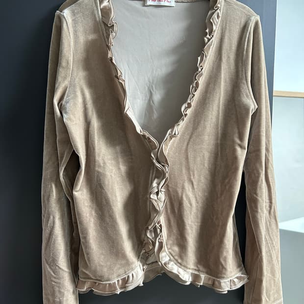 빈티지 벨벳 프릴 가디건 